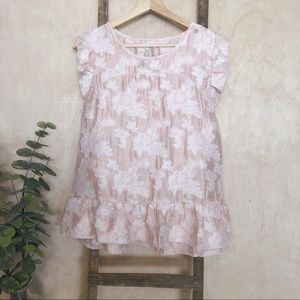 Floral Ruffle Tank in Blush